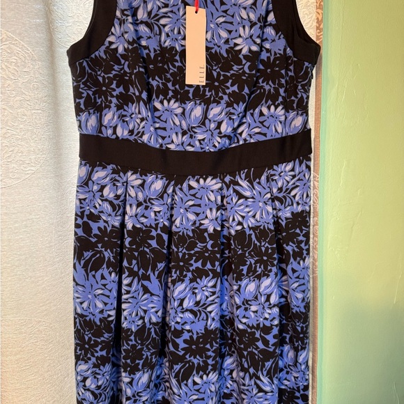 NWT ELLE “Polished Pastels” Blue Floral Summer/Spring/Fall Women’s Dress Size 12 - Picture 2 of 6